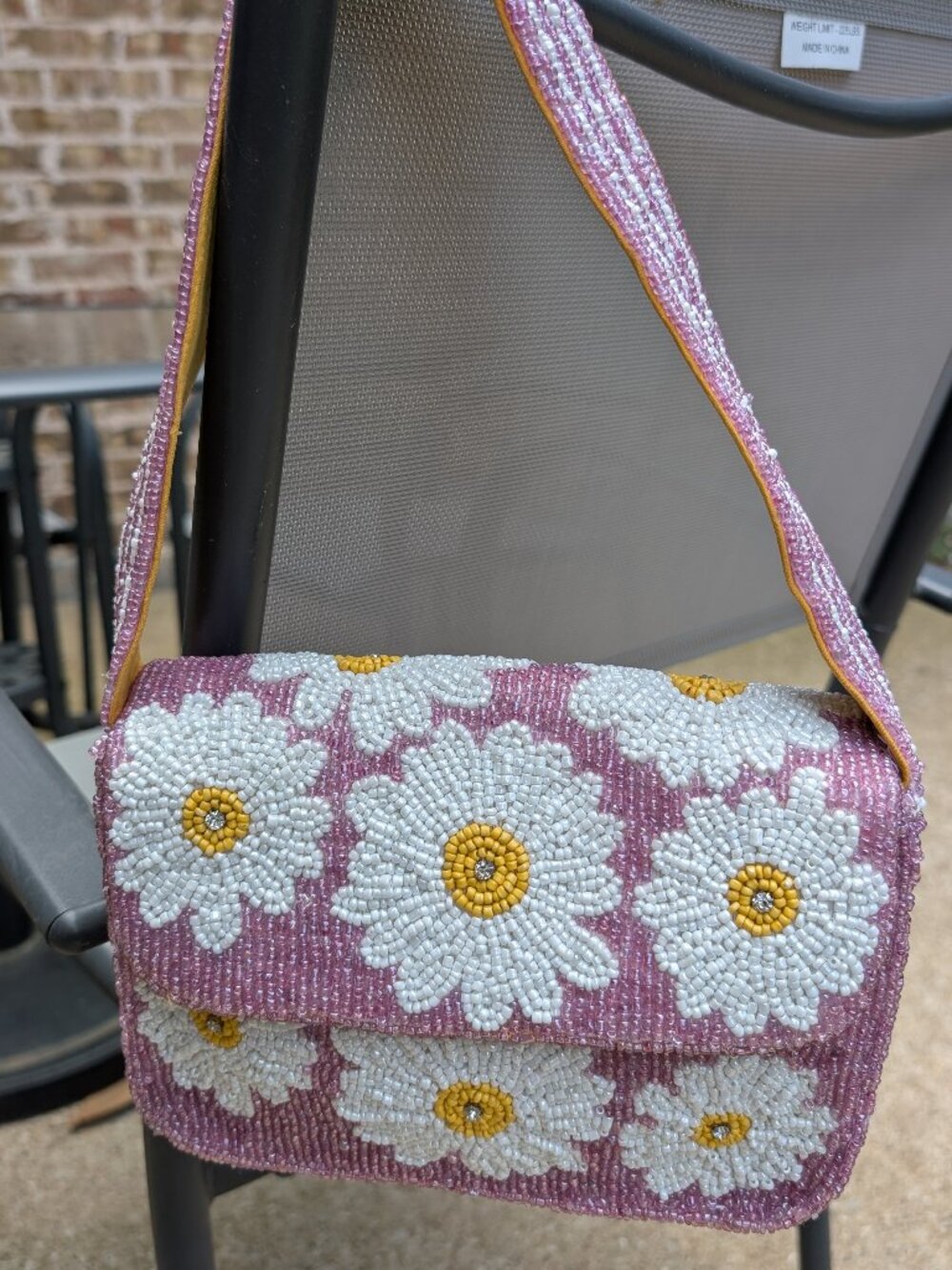 BRAND NEW! Viral Lavender and White Daisy Beaded Bag